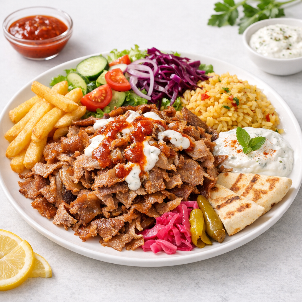 Kebabfleisch-Reis