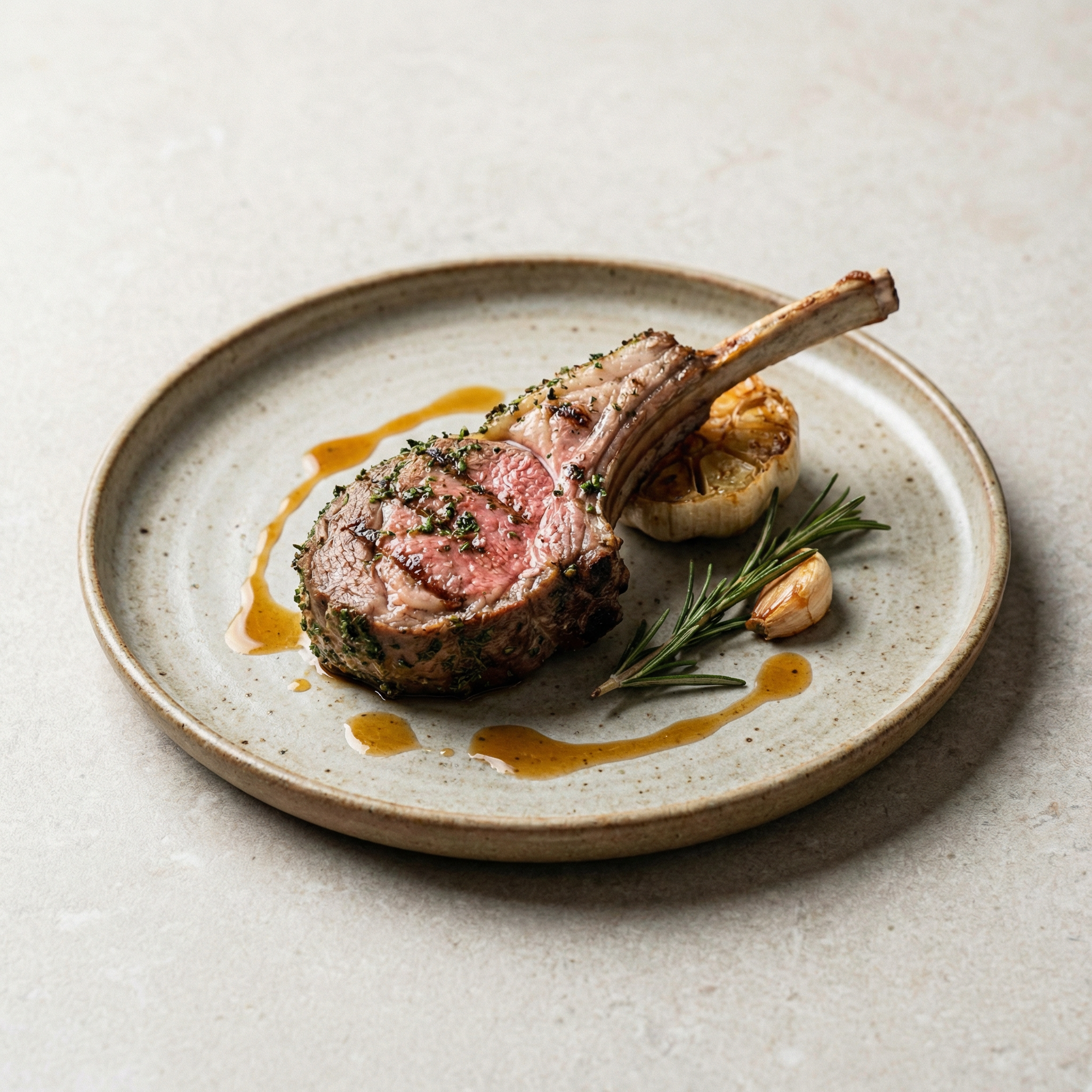 Lammsteak mit Sauce-Provence; dazu Blattspinat und Kartoffelgratin