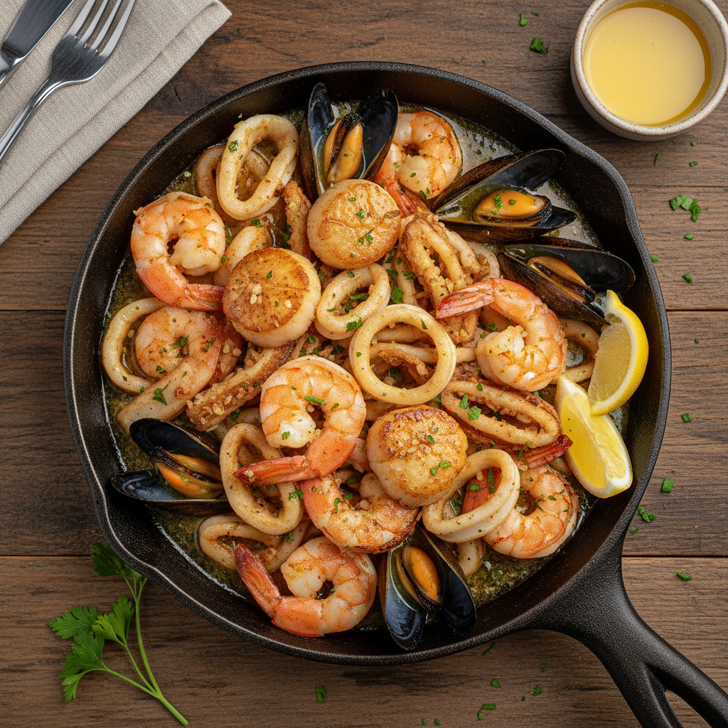 Pochierte MOR Auster / Haselnuss / grüne Mango / Krause Glucke